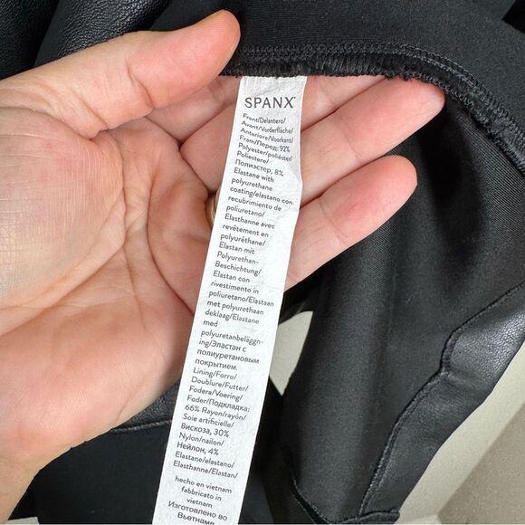 Spanx Women's Luxe Black Faux Leather Ponte Combo Sheath Dress Plus Size 1X - Picture 8 of 10